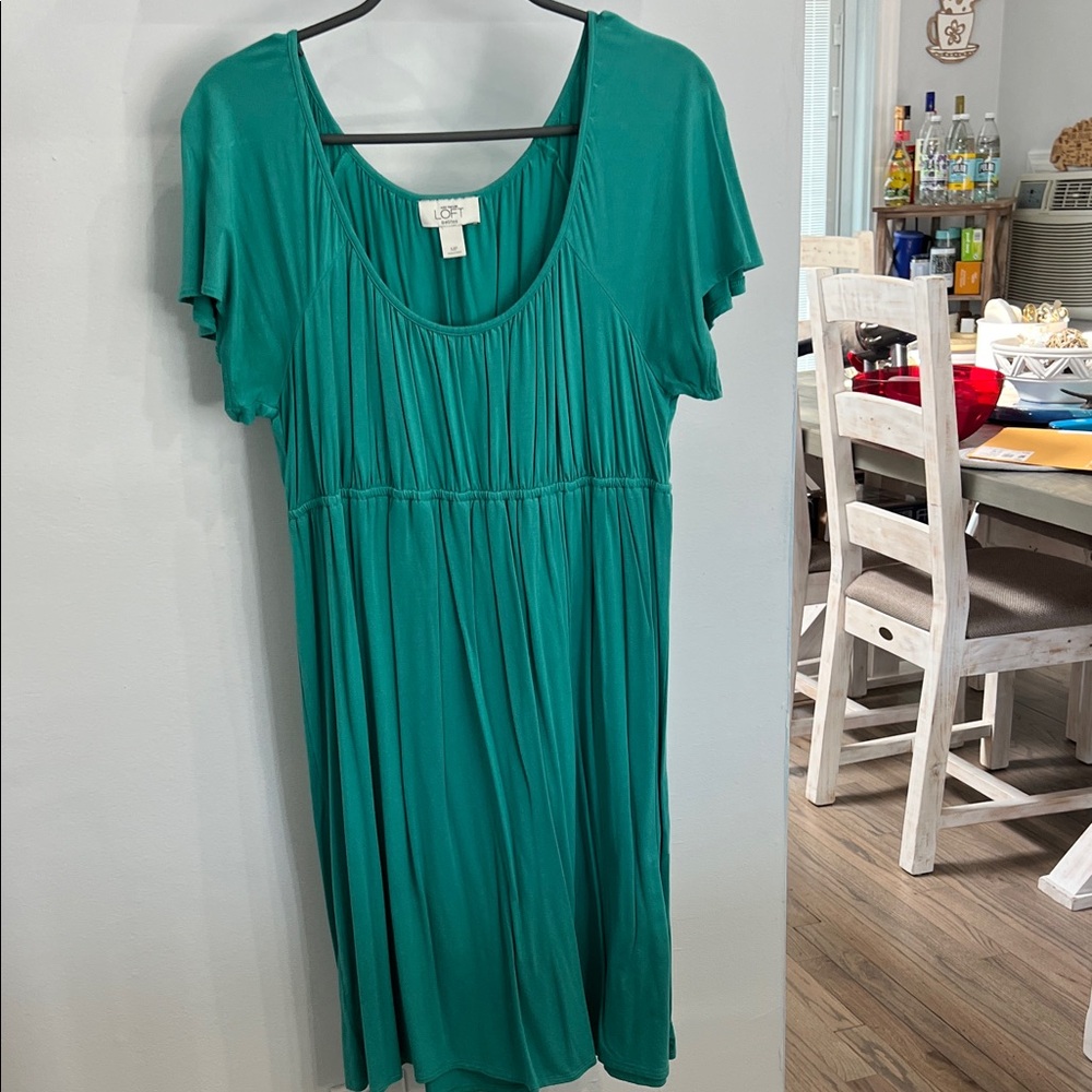 LOFT Green Short Sleeve Mini Dress
